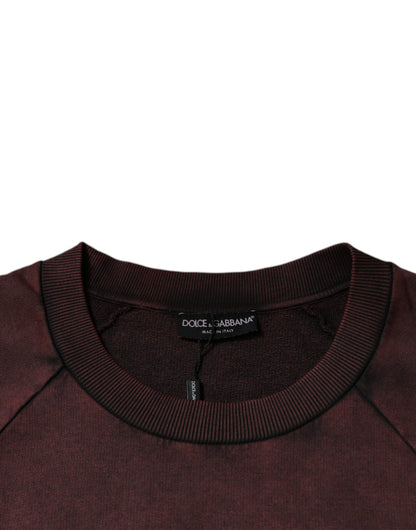 Dolce &amp; Gabbana Brown Logo Cotton Crew Neck Pullover Sweater