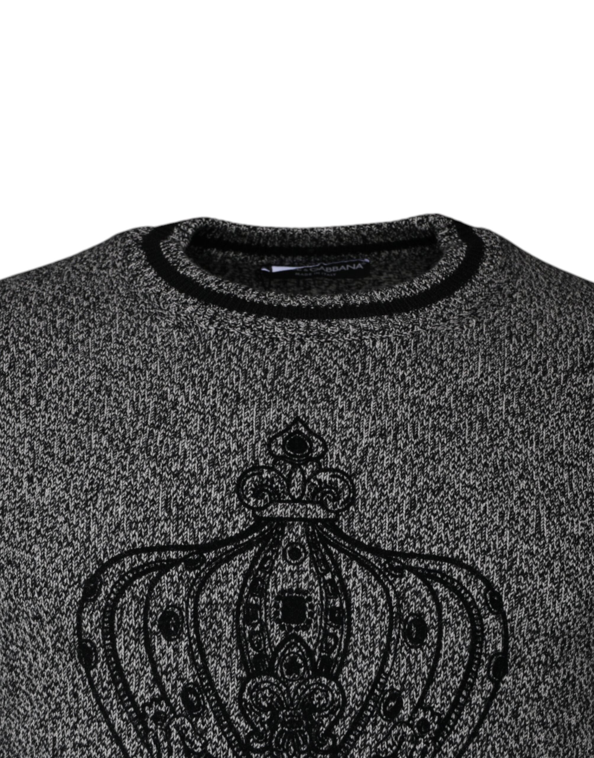 Dolce &amp; Gabbana Gray Crown King Cashmere Pullover Sweater