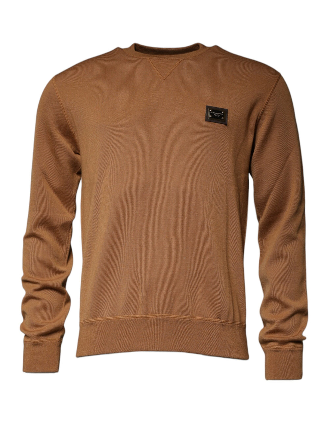 Dolce &amp; Gabbana Brown Logo Plaque Crew Neck Pullover Sweater