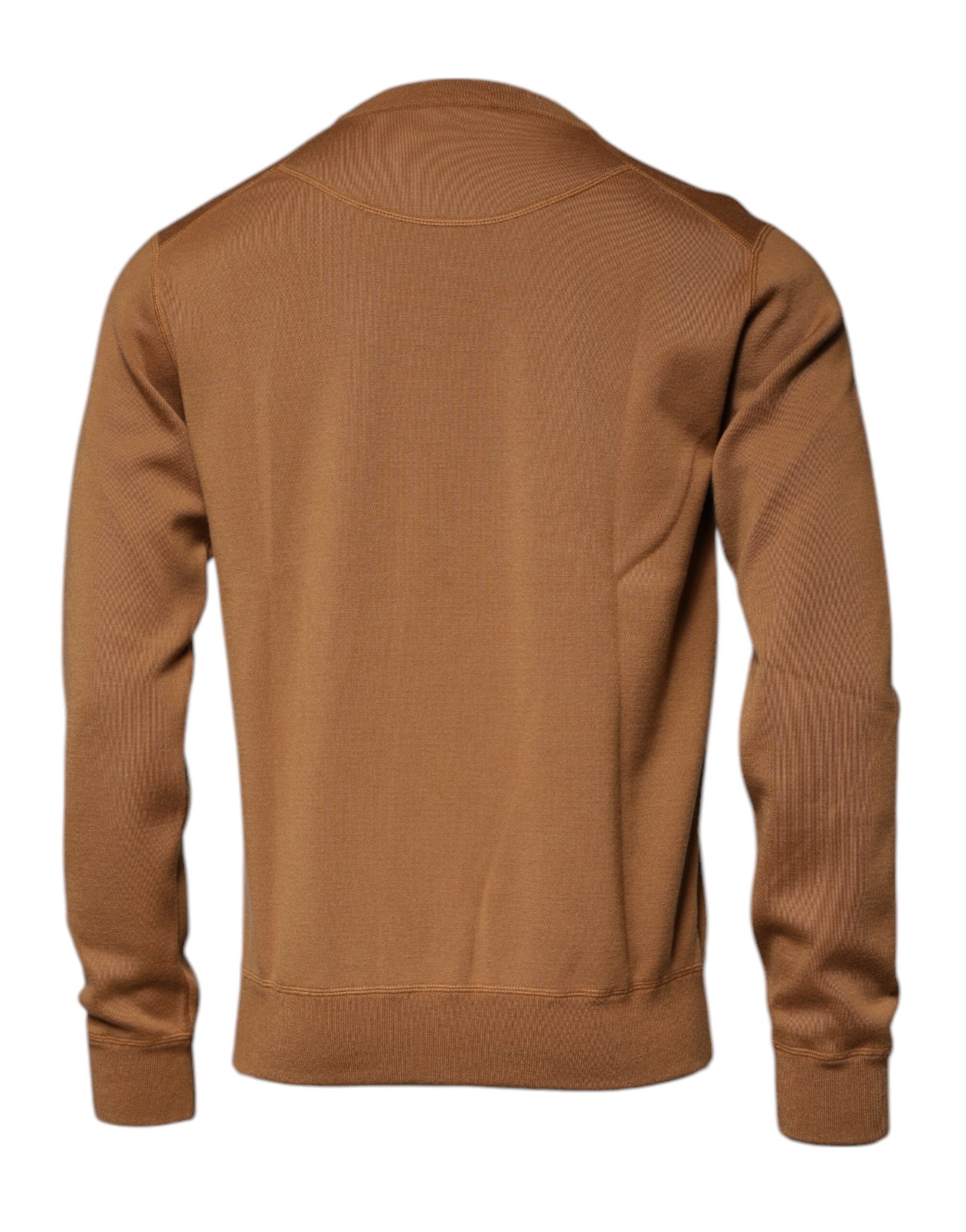 Dolce &amp; Gabbana Brown Logo Plaque Crew Neck Pullover Sweater
