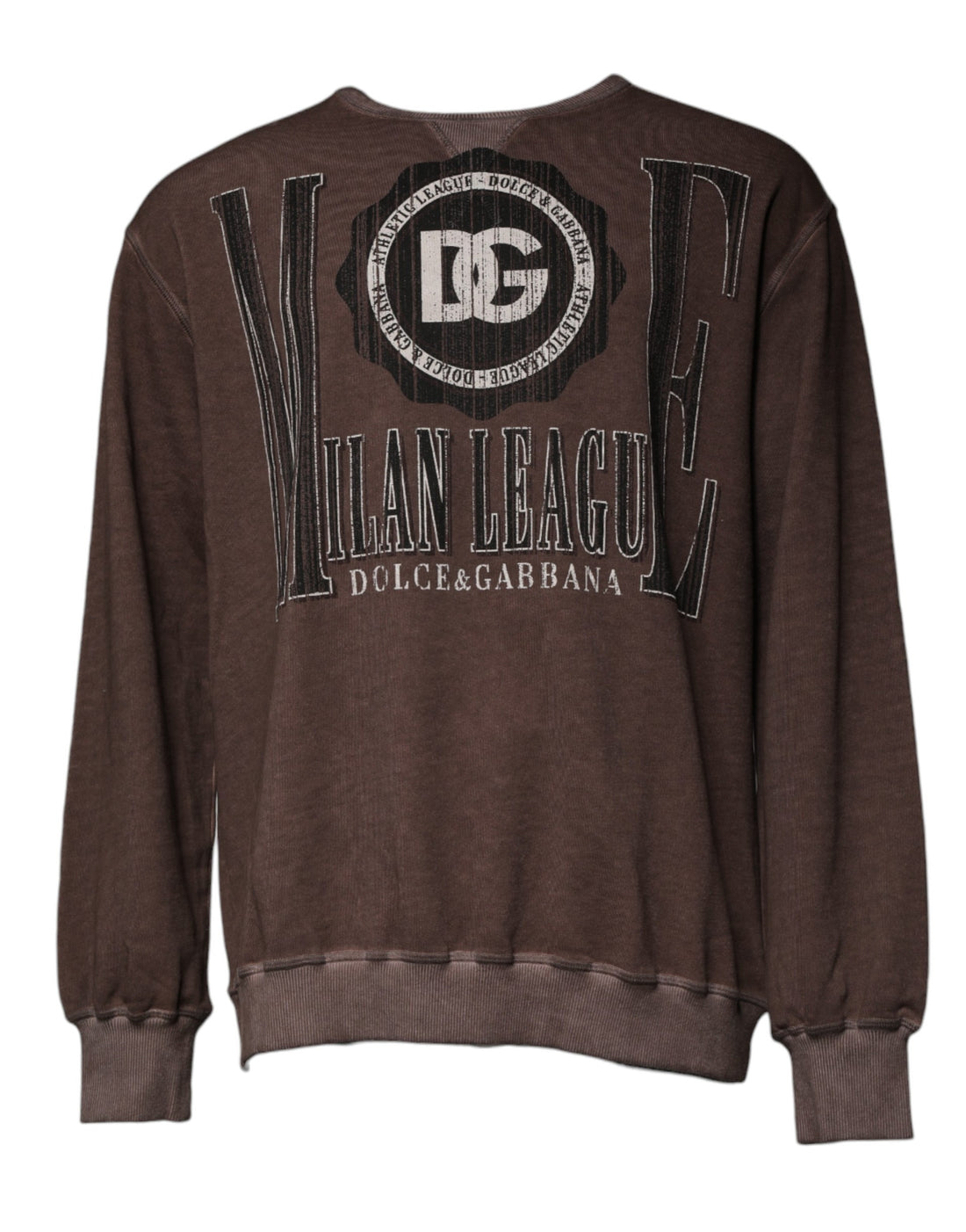 Dolce &amp; Gabbana Brown Logo Print Crew Neck Pullover Sweater