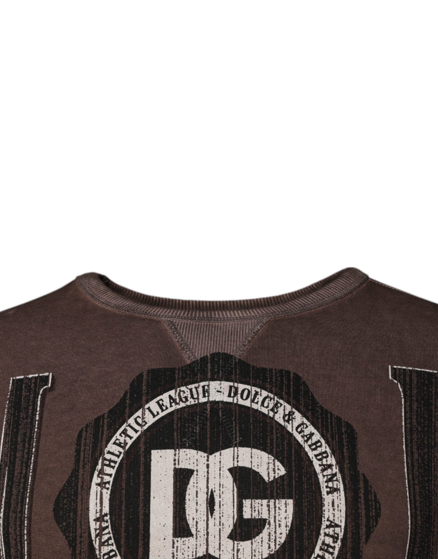 Dolce &amp; Gabbana Brown Logo Print Crew Neck Pullover Sweater