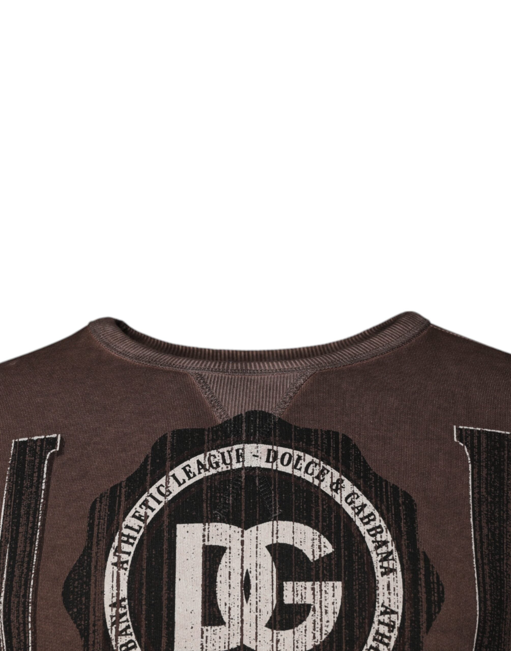 Dolce &amp; Gabbana Brown Logo Print Crew Neck Pullover Sweater
