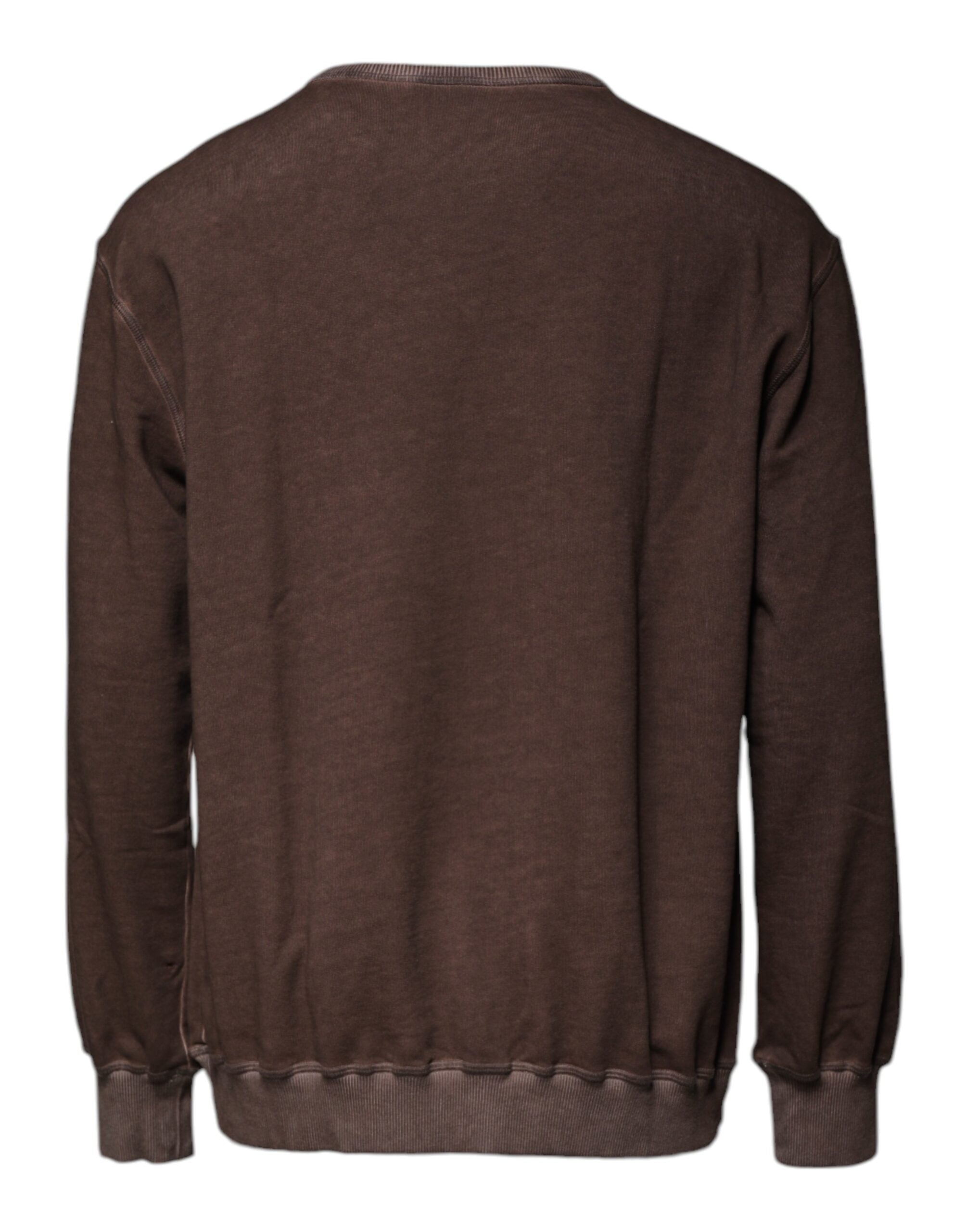 Dolce &amp; Gabbana Brown Logo Print Crew Neck Pullover Sweater