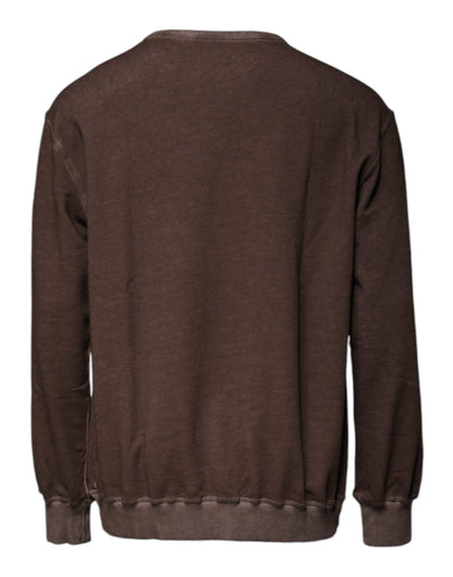Dolce &amp; Gabbana Brown Logo Print Crew Neck Pullover Sweater