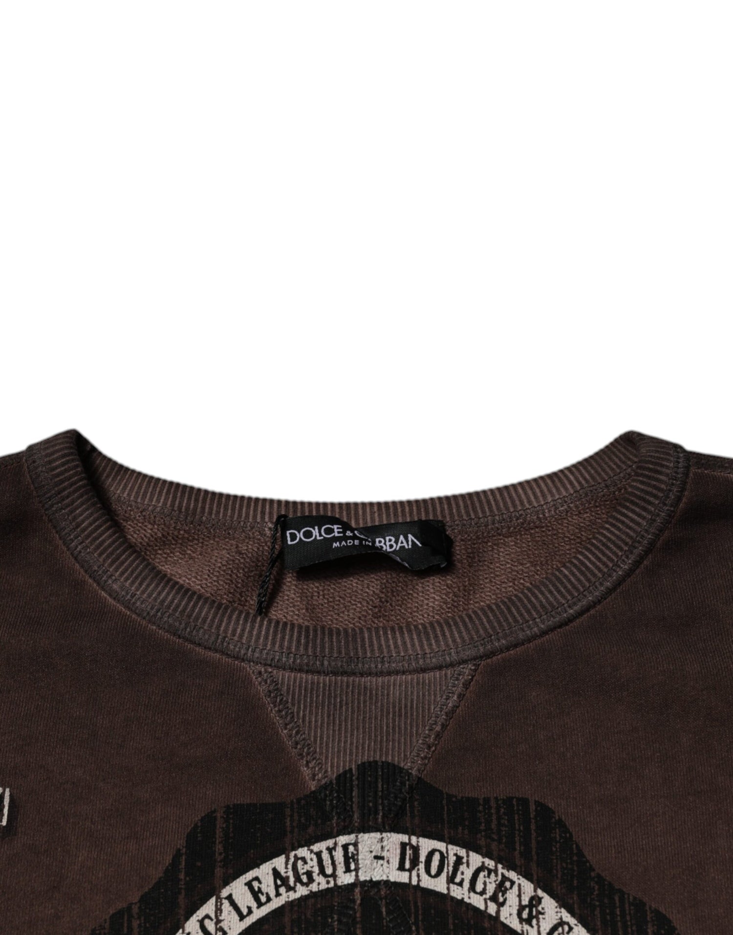 Dolce &amp; Gabbana Brown Logo Print Crew Neck Pullover Sweater