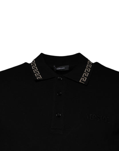 Versace Svart Viskospolo Kortärmad T-shirt