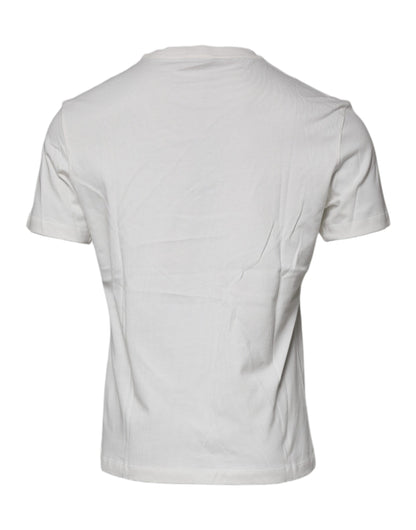 Versace Vit Medusa-tryckt bomulls-t-shirt med rund hals