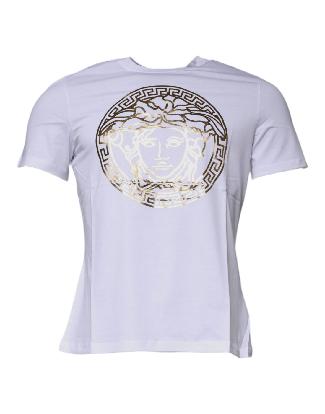 Versace Vit Medusa-tryckt bomulls-t-shirt med rund hals