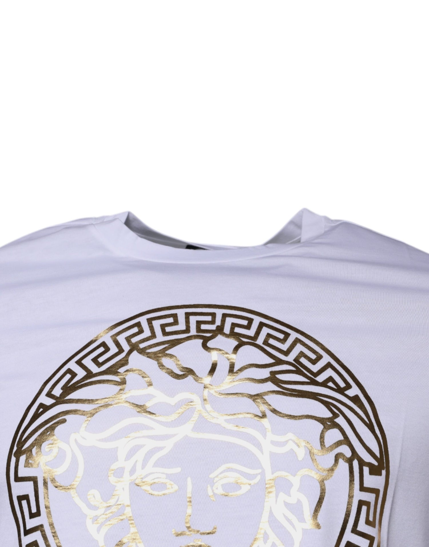 Versace Vit Medusa-tryckt bomulls-t-shirt med rund hals