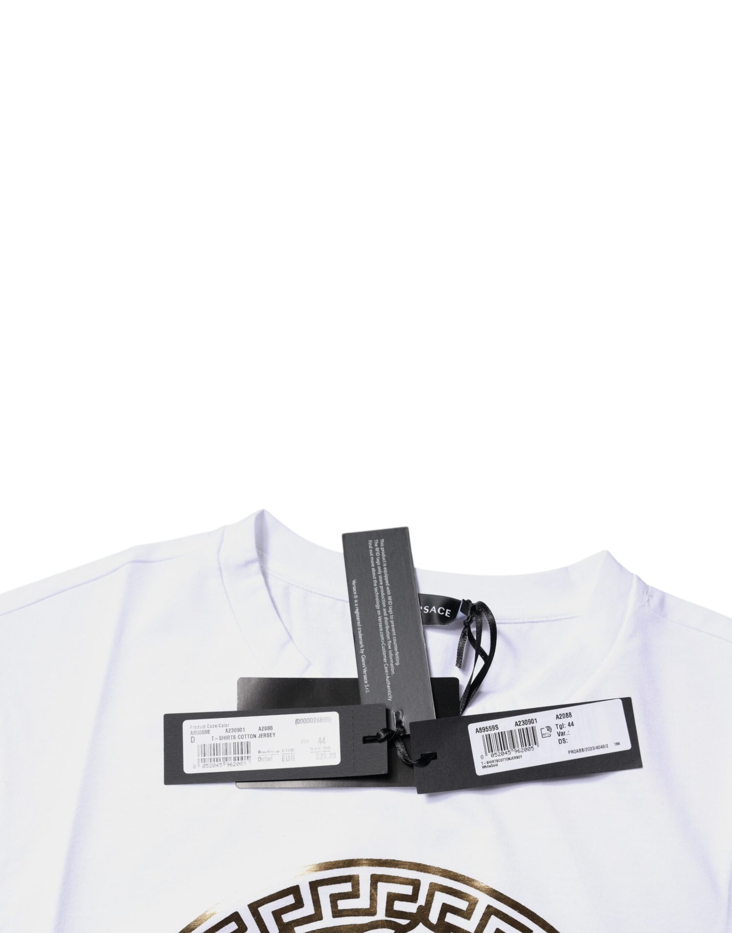 Versace Vit Medusa-tryckt bomulls-t-shirt med rund hals