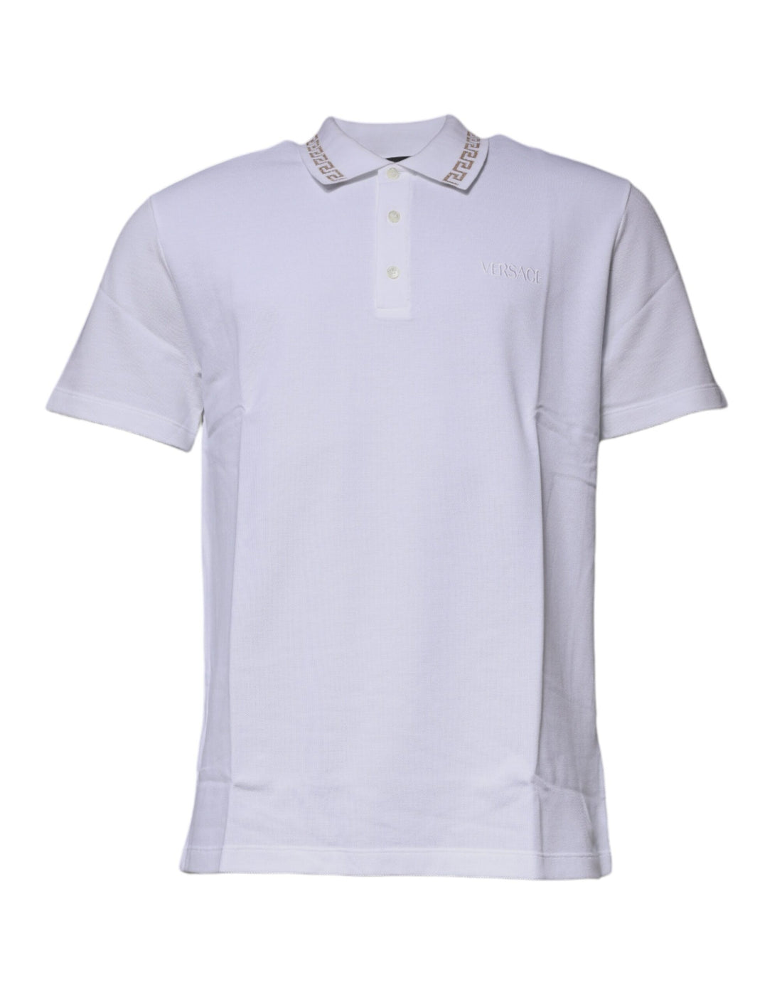 Versace Vit Viskos Krage Herr Polo Kortärmad T-shirt
