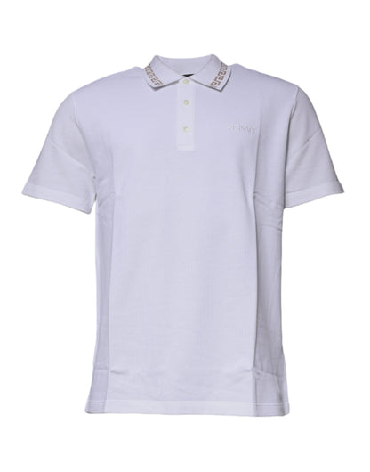 Versace Vit Viskos Krage Herr Polo Kortärmad T-shirt