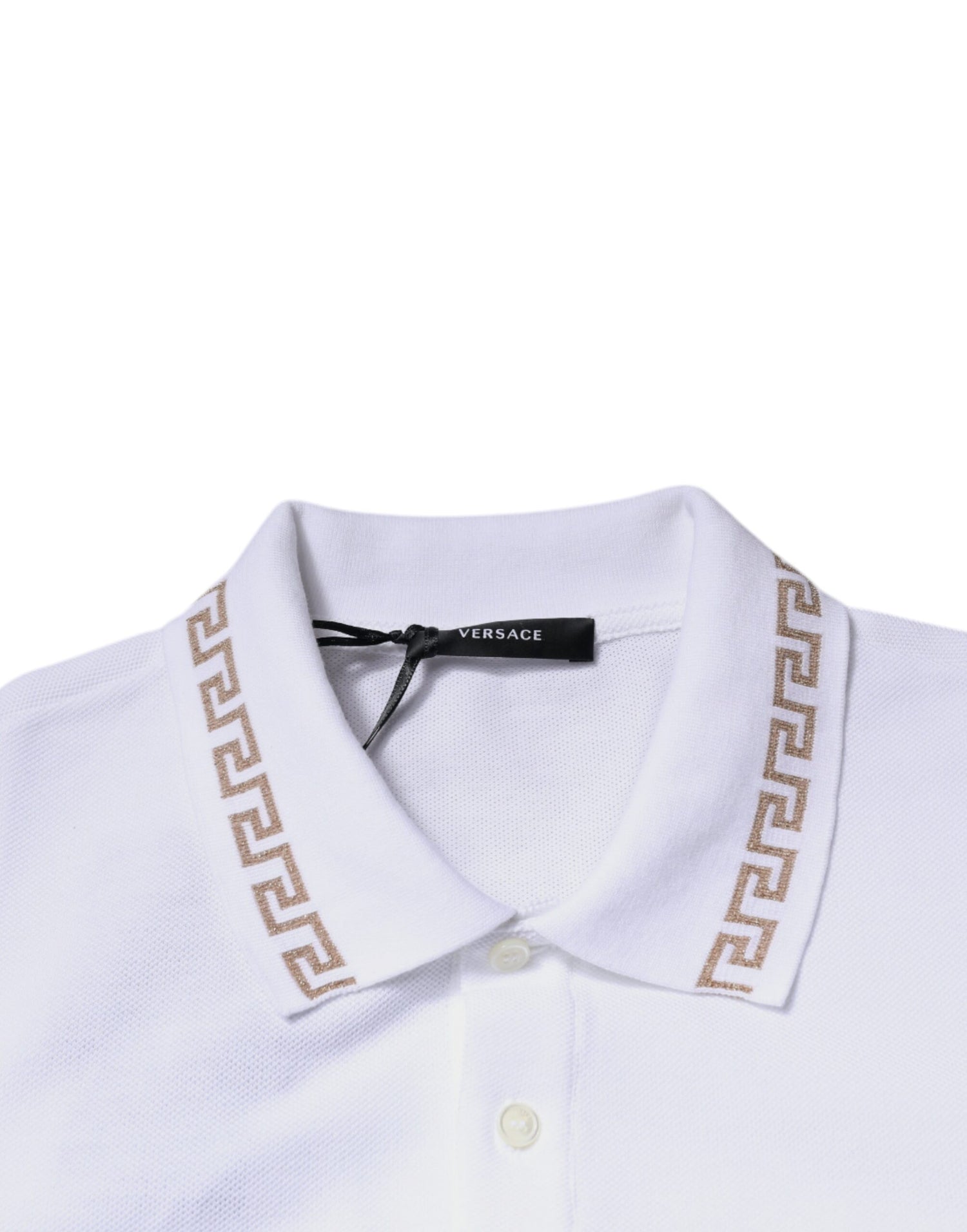 Versace Vit Viskos Krage Herr Polo Kortärmad T-shirt