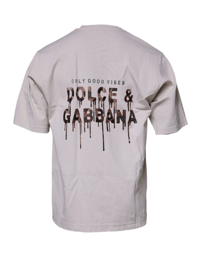 Dolce &amp;amp; Gabbana Beige DG Logo Rundringad Kortärmad T-shirt