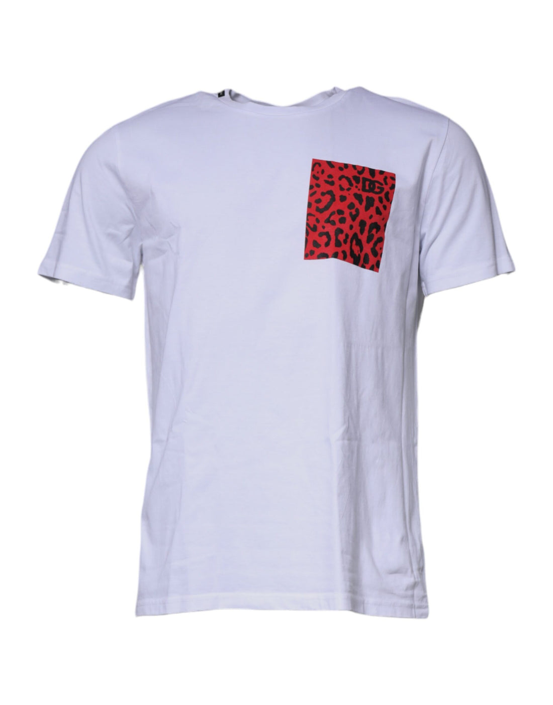 Dolce &amp;amp; Gabbana Vitröd Leopardfärgad Bomulls-T-shirt med Rund Halsringning