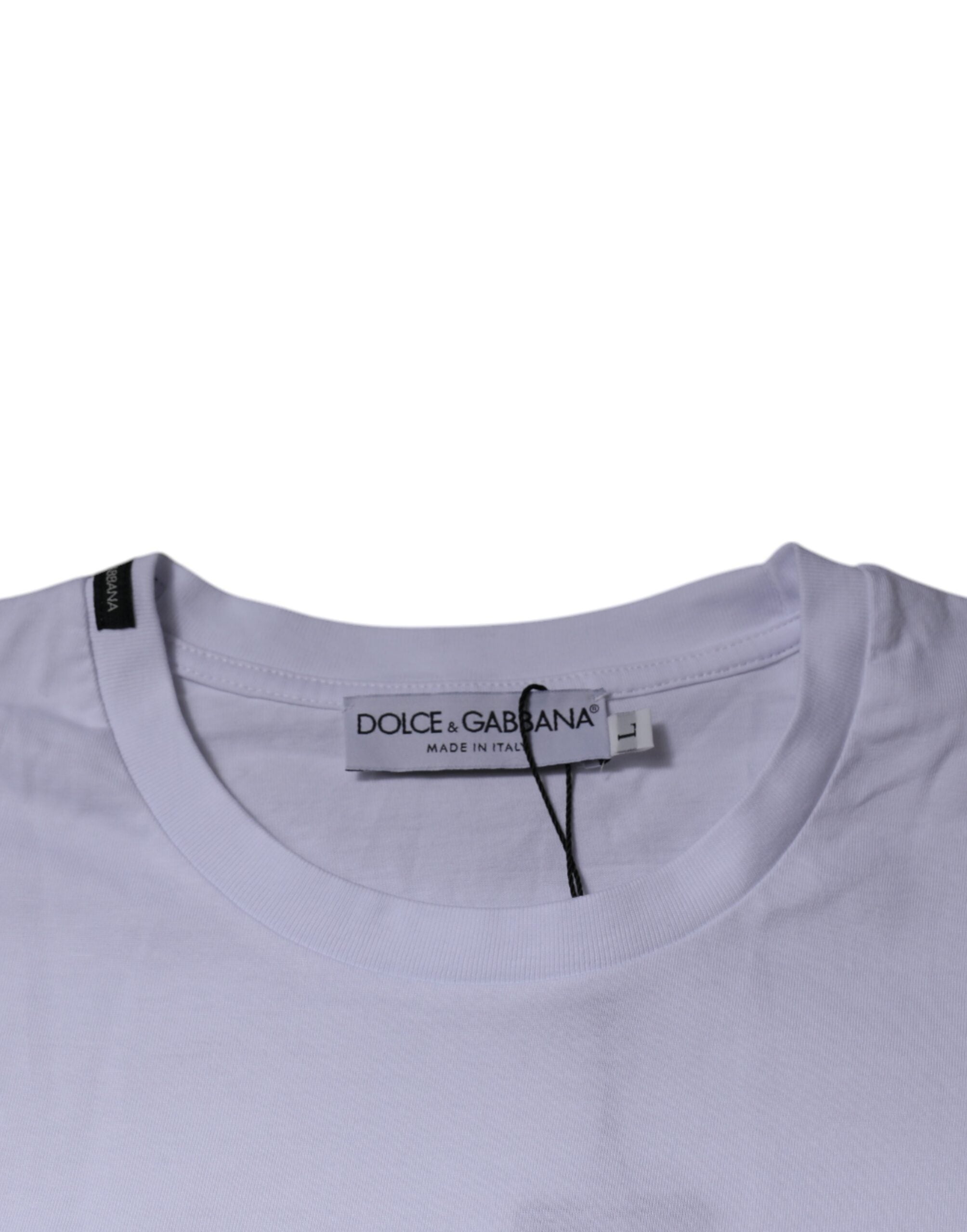 Dolce &amp; Gabbana White Red Leopard Cotton Crew Neck T-shirt