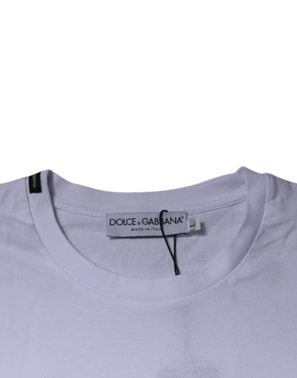 Dolce &amp; Gabbana White Red Leopard Cotton Crew Neck T-shirt