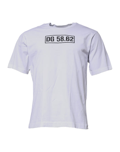Dolce &amp;amp; Gabbana Vit DG-logotyp T-shirt i bomull med rund hals