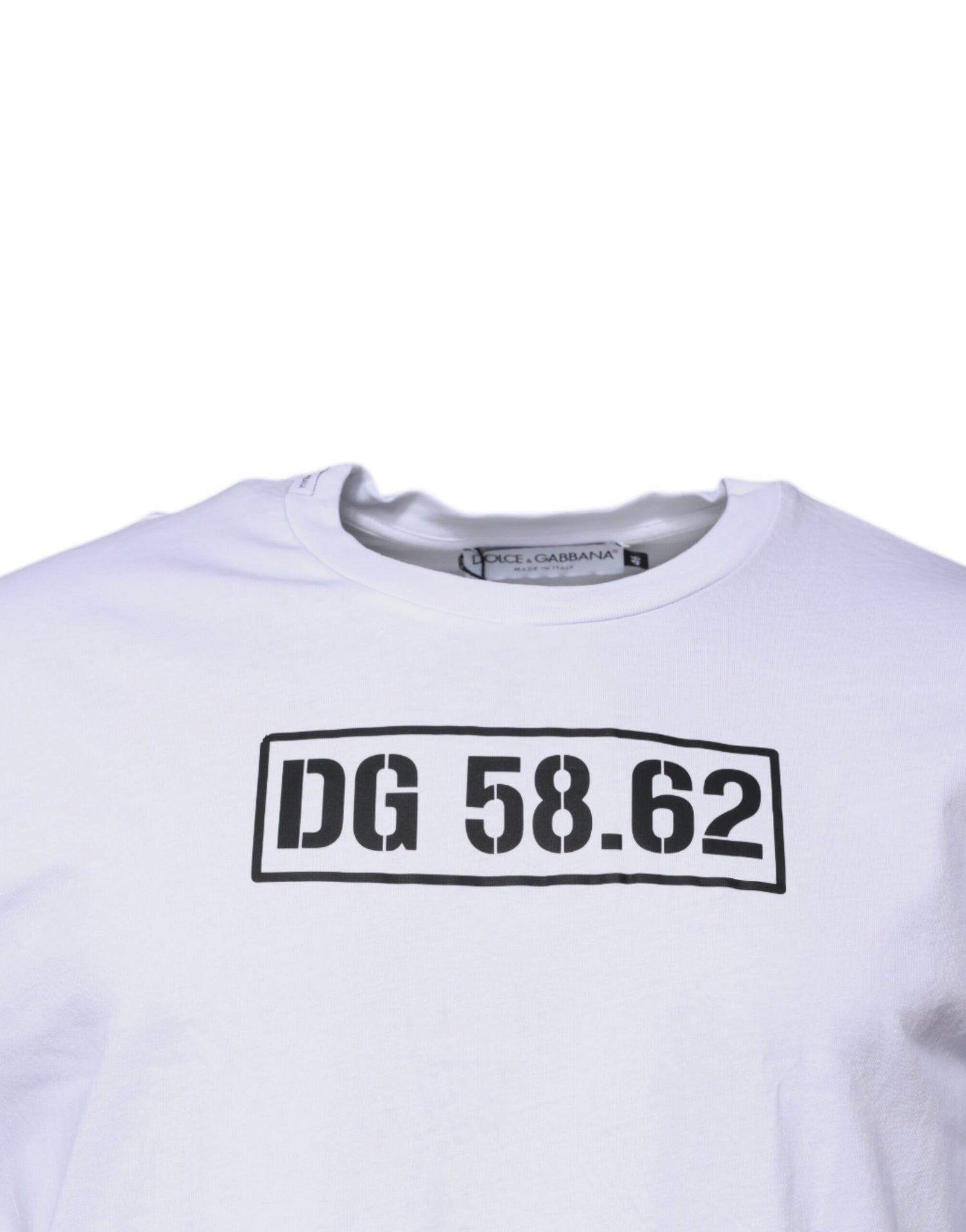 Dolce &amp;amp; Gabbana Vit DG-logotyp T-shirt i bomull med rund hals