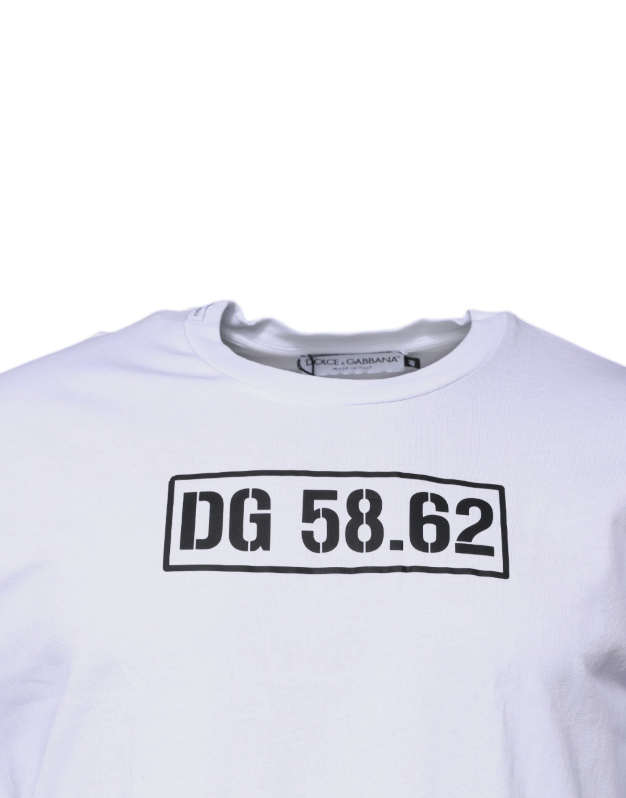 Dolce &amp;amp; Gabbana Vit DG-logotyp T-shirt i bomull med rund hals