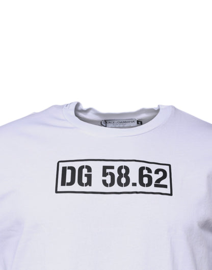 Dolce &amp;amp; Gabbana Vit DG-logotyp T-shirt i bomull med rund hals