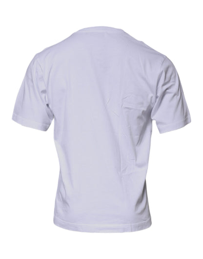 Dolce &amp;amp; Gabbana Vit DG-logotyp T-shirt i bomull med rund hals