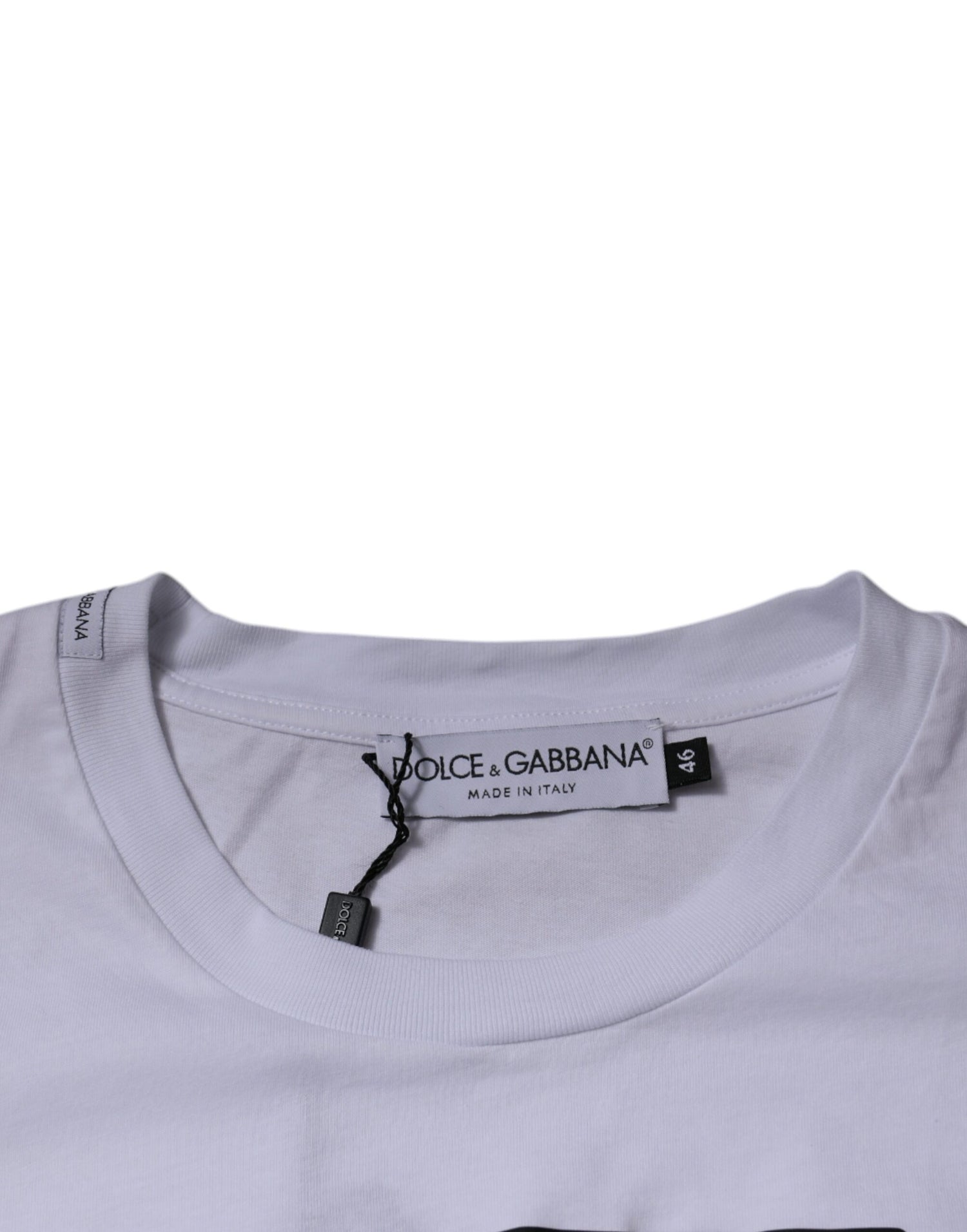 Dolce &amp;amp; Gabbana Vit DG-logotyp T-shirt i bomull med rund hals