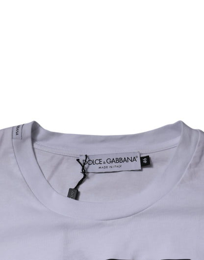 Dolce &amp;amp; Gabbana Vit DG-logotyp T-shirt i bomull med rund hals