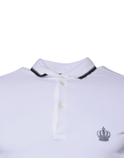Dolce &amp;amp; Gabbana Vit Bomullspolo med Kronkrage