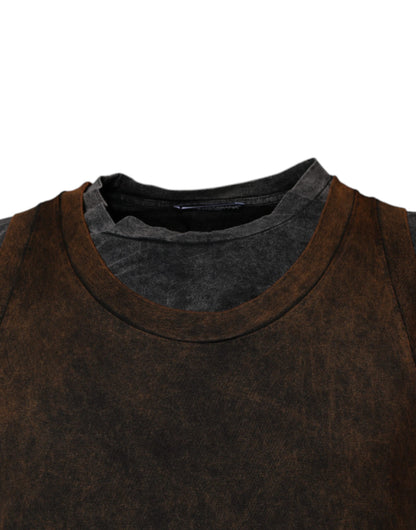 Dolce &amp;amp; Gabbana Brun Bomull Rundhalsad Ärmlös T-shirt
