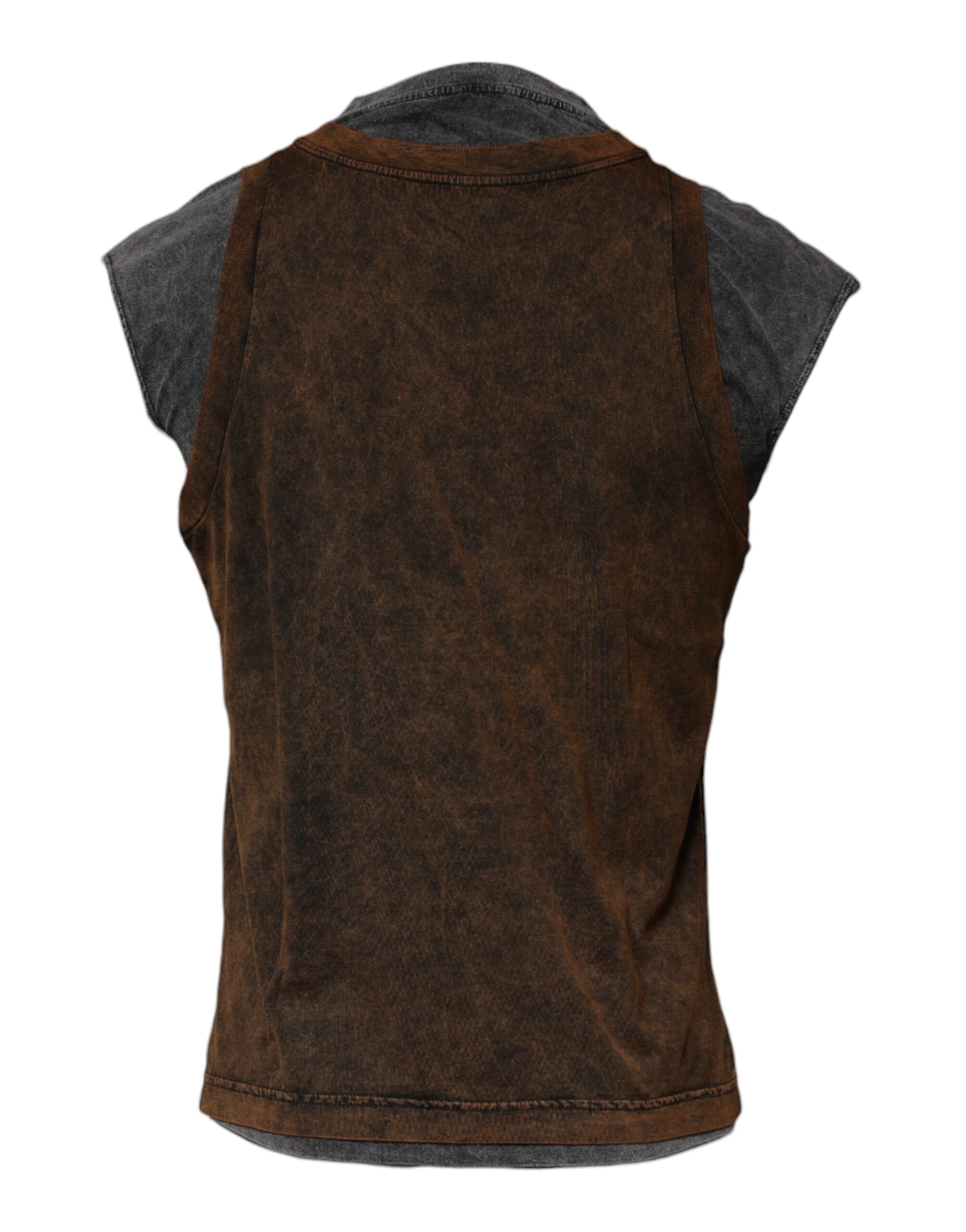 Dolce &amp;amp; Gabbana Brun Bomull Rundhalsad Ärmlös T-shirt
