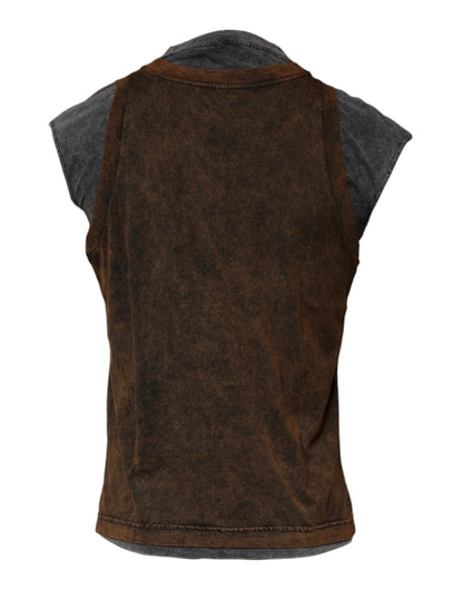 Dolce &amp;amp; Gabbana Brun Bomull Rundhalsad Ärmlös T-shirt