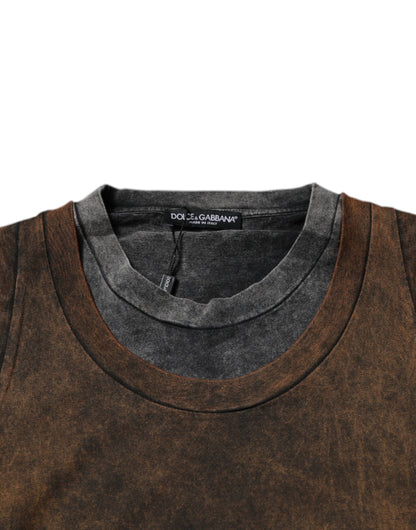 Dolce &amp;amp; Gabbana Brun Bomull Rundhalsad Ärmlös T-shirt