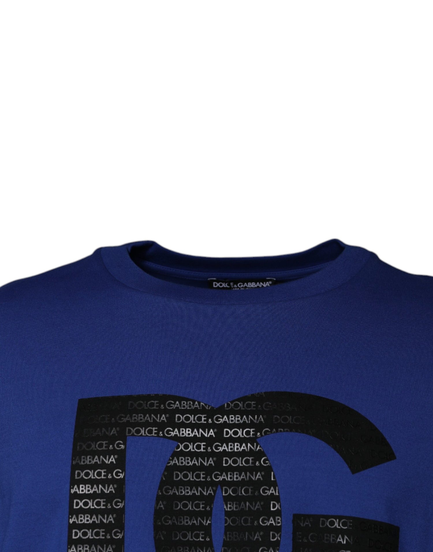 Dolce &amp;amp; Gabbana Blå Logotyptryck Bomull Herr T-shirt Rund Hals