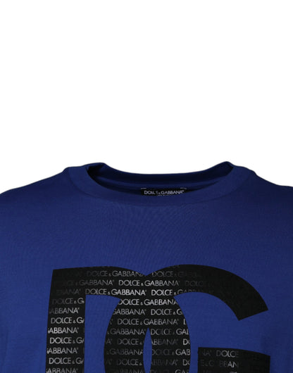 Dolce &amp;amp; Gabbana Blå Logotyptryck Bomull Herr T-shirt Rund Hals