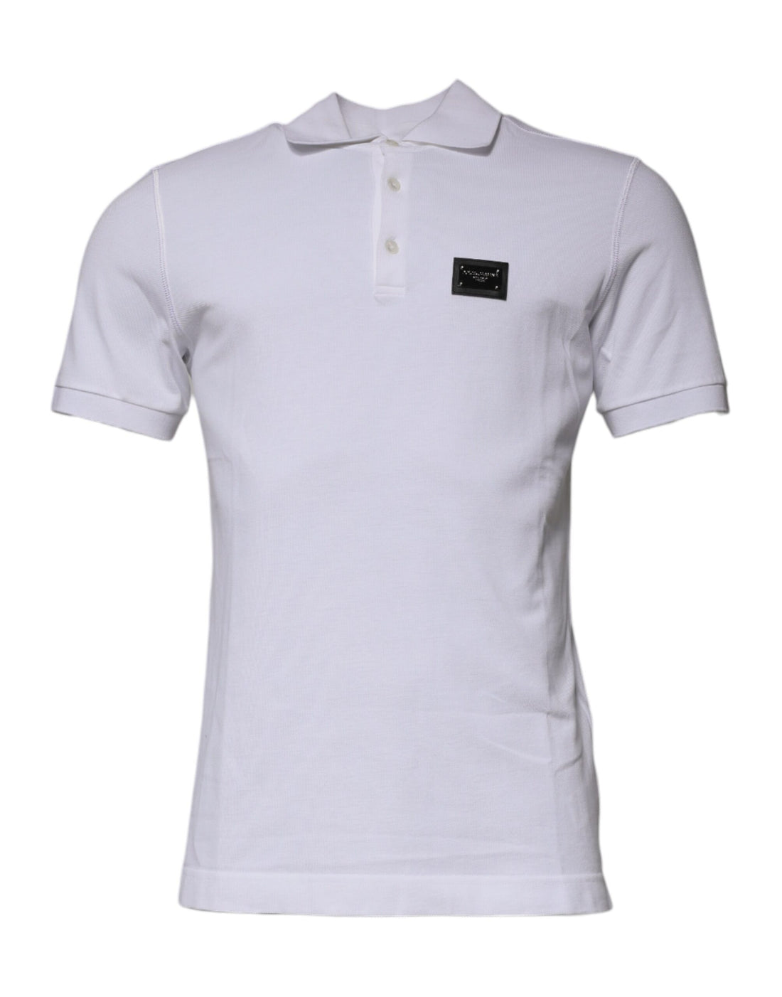 Dolce &amp;amp; Gabbana Vit bomullspolo med logotyp och krage