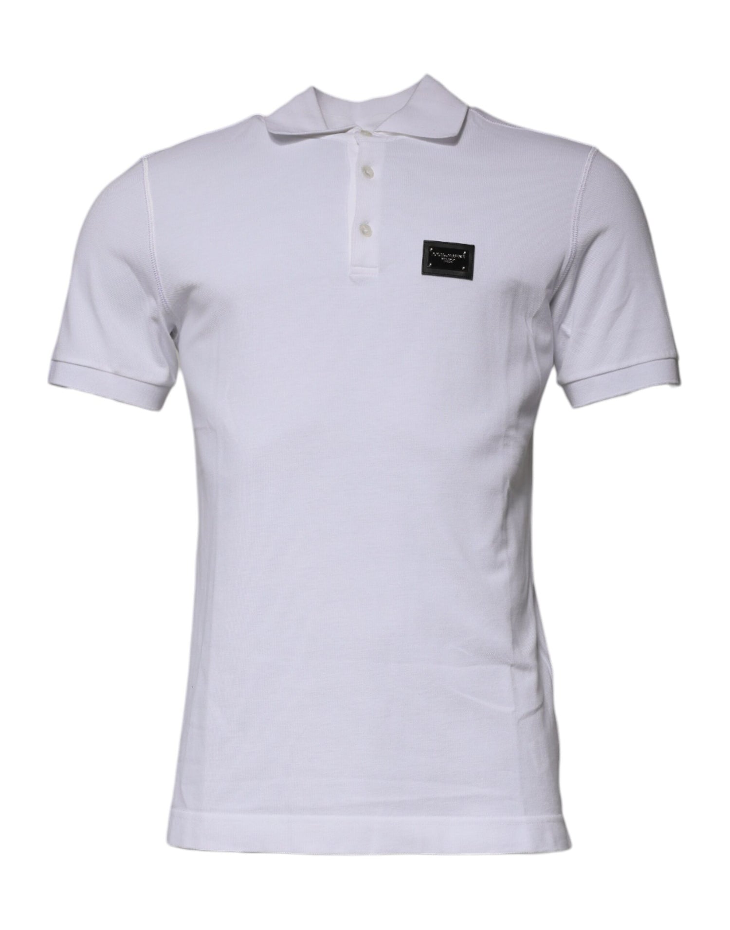 Dolce &amp;amp; Gabbana Vit bomullspolo med logotyp och krage