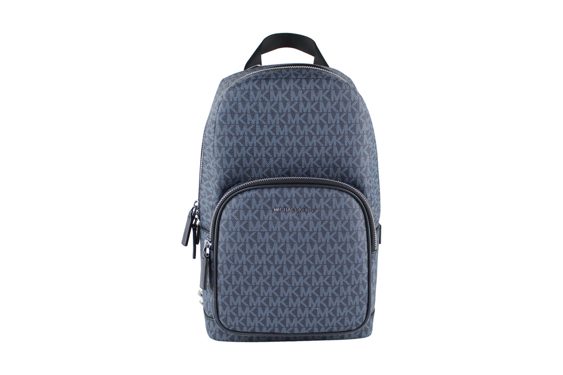 Michael Kors Cooper Medium Marinblå Signature PVC Sling Ryggsäck