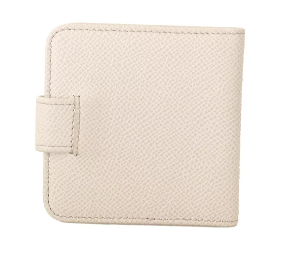 Dolce &amp; Gabbana White Dauphine Leather Condom Case Holder Pocket Wallet