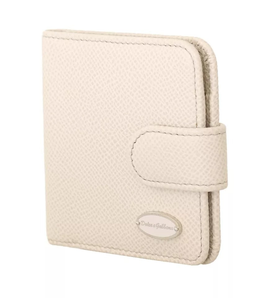 Dolce &amp; Gabbana White Dauphine Leather Condom Case Holder Pocket Wallet