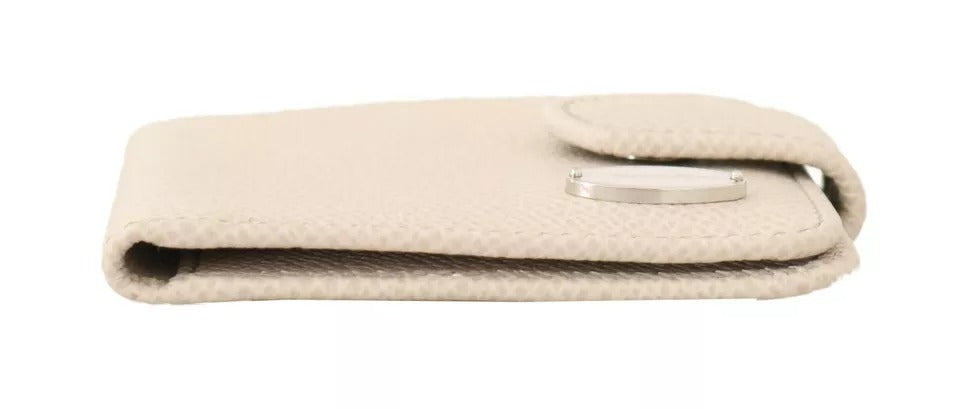 Dolce &amp; Gabbana White Dauphine Leather Condom Case Holder Pocket Wallet