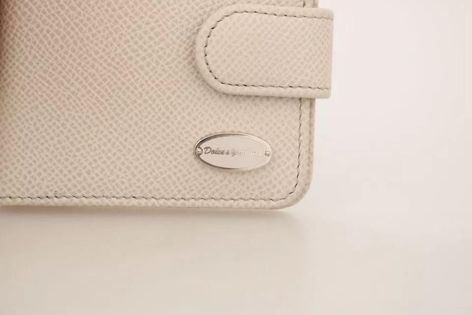 Dolce &amp; Gabbana White Dauphine Leather Condom Case Holder Pocket Wallet