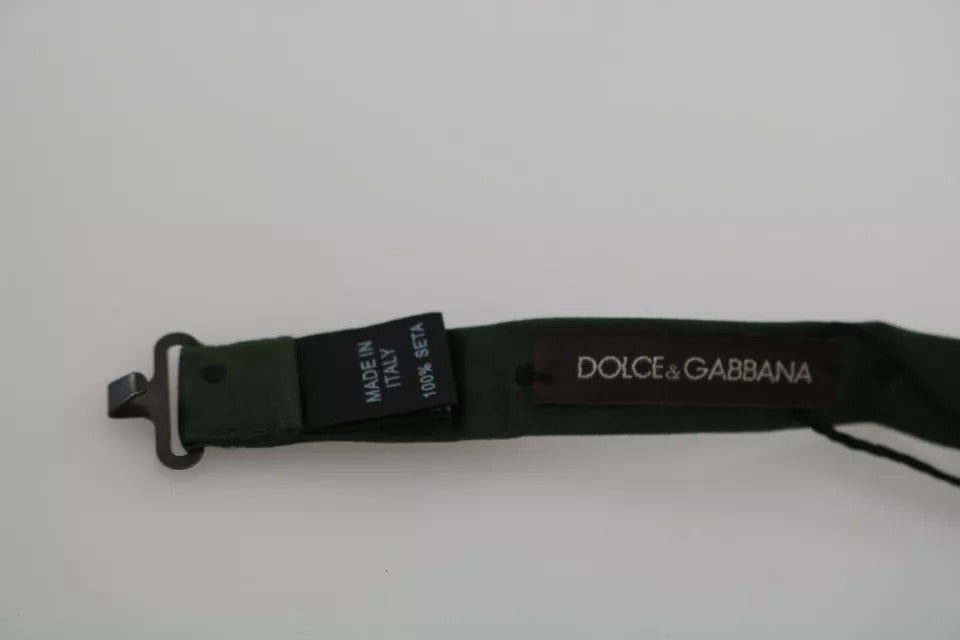 Dolce &amp;amp; Gabbana Grönprickig Sidenfluga med Justerbar Halsringning