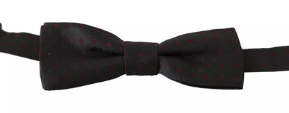 Dolce &amp;amp; Gabbana Grå Prickig Sidenfluga med Justerbar Halsringning