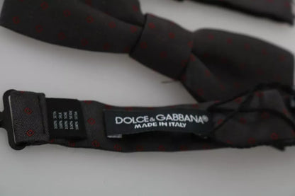 Dolce &amp;amp; Gabbana Grå Prickig Sidenfluga med Justerbar Halsringning