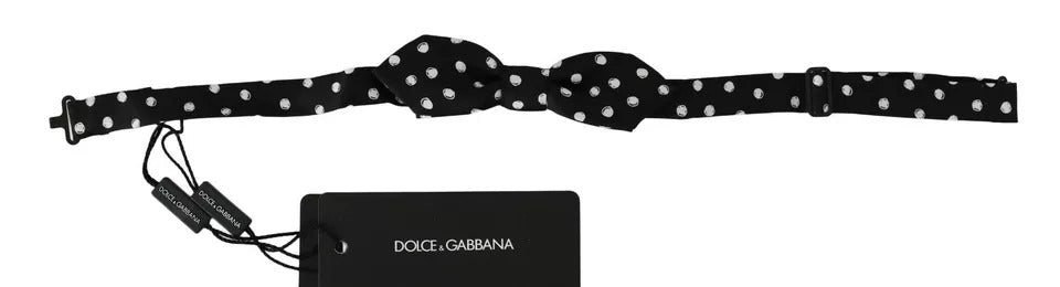 Dolce &amp;amp; Gabbana Svart Prickig Justerbar Fluga med Halsringning