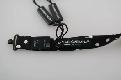 Dolce &amp;amp; Gabbana Svart Prickig Justerbar Fluga med Halsringning