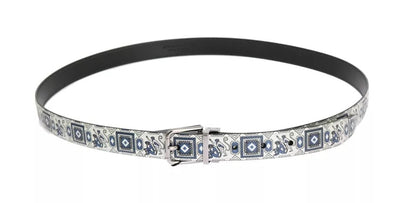 Dolce &amp;amp; Gabbana Vit Blå Sidenfluga Läderbälte Presentask Set