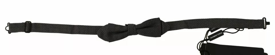 Dolce &amp;amp; Gabbana Grå Mönstrad Sidenfluga med Justerbar Halsringning